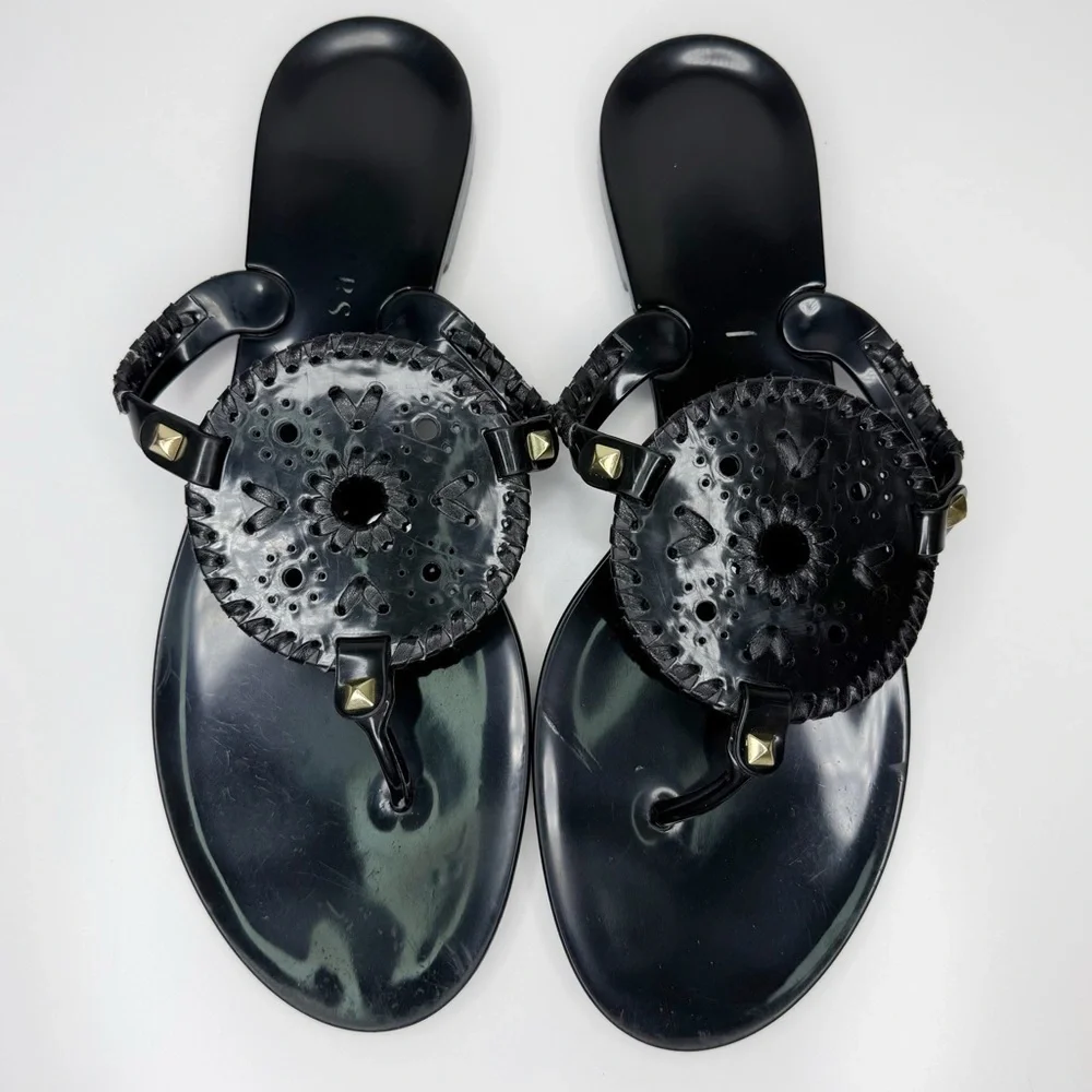 Jack Rogers Black Georgica Jelly Thong Sandal Women’s 10